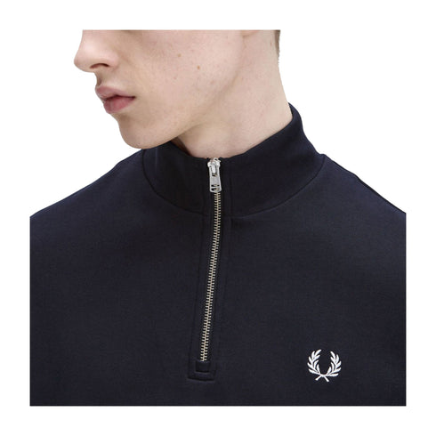 FRED PERRY Felpa con zip Felpa Uomo mezza zip con logo Blu A24 - FRED PERRYM3574 - 608 - M - Francavilla Moda
